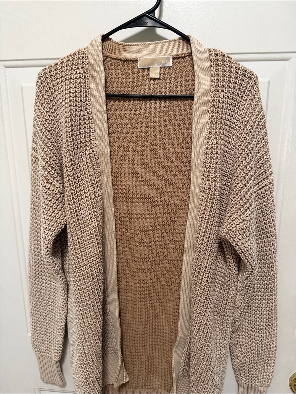 Michael Kors Beige Tan Open-Front Knit Cardigan